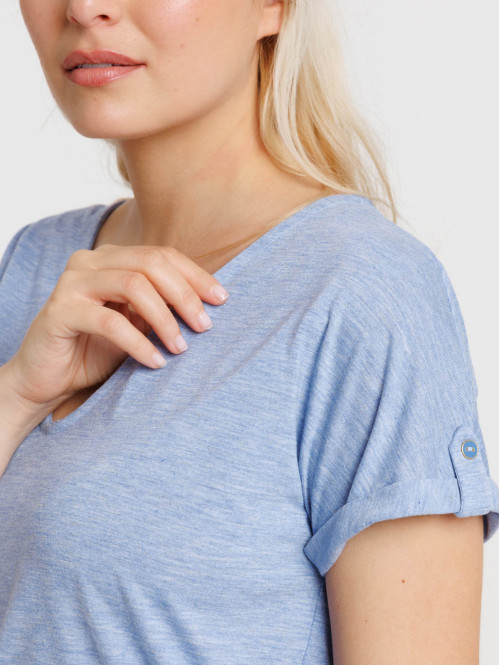 T-shirt bleu femme dentelle macramé dos T-shirt bleu femme dentelle macramé dos