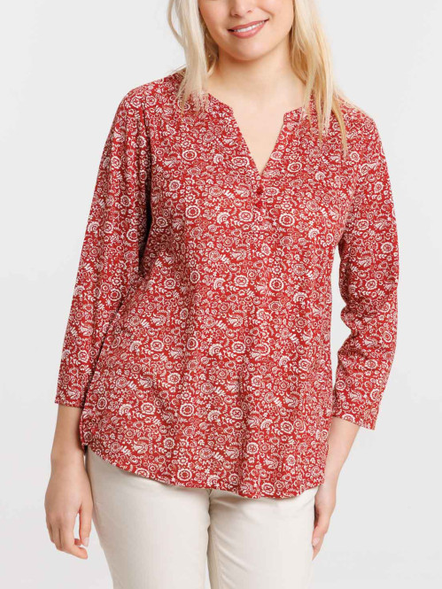 T-shirt col V imprimé femme