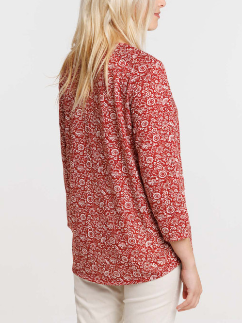 T-shirt col V imprimé femme