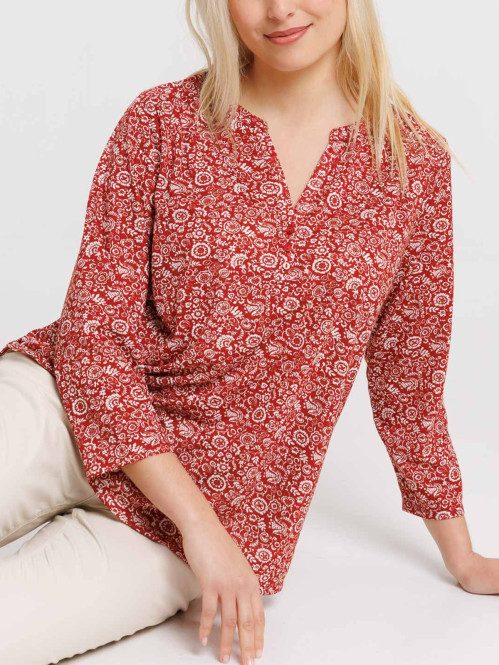 T-shirt col V imprimé femme