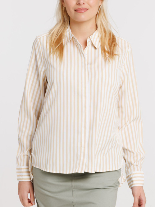 Chemise rayée beige femme