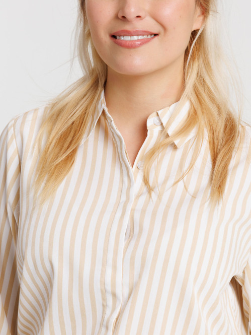 Chemise rayée beige femme