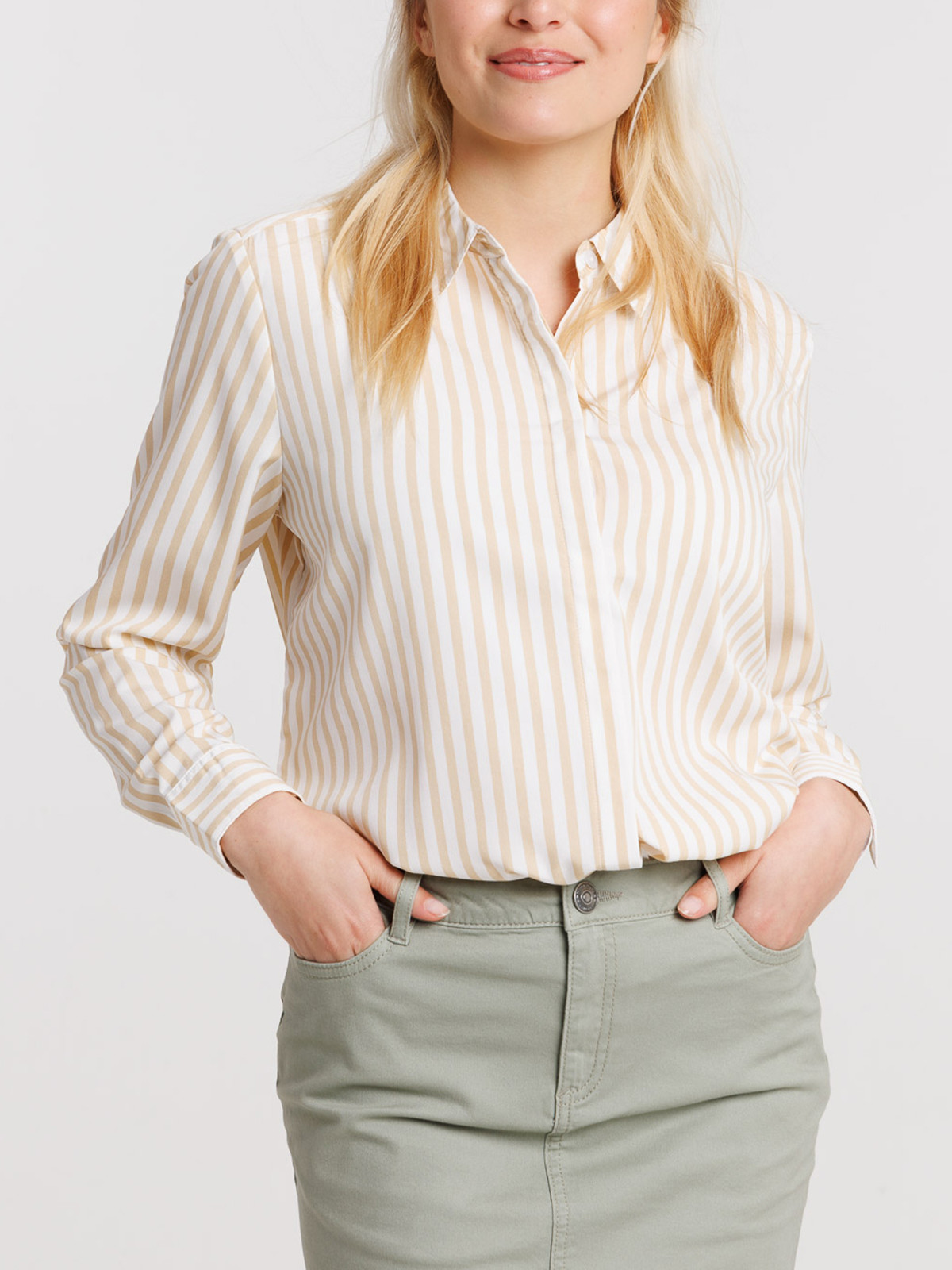 Chemise rayée beige femme