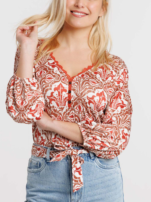 T-shirt imprimé manches longues femme
