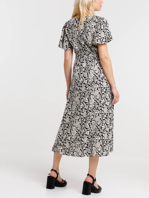 Robe noire fleurie femme