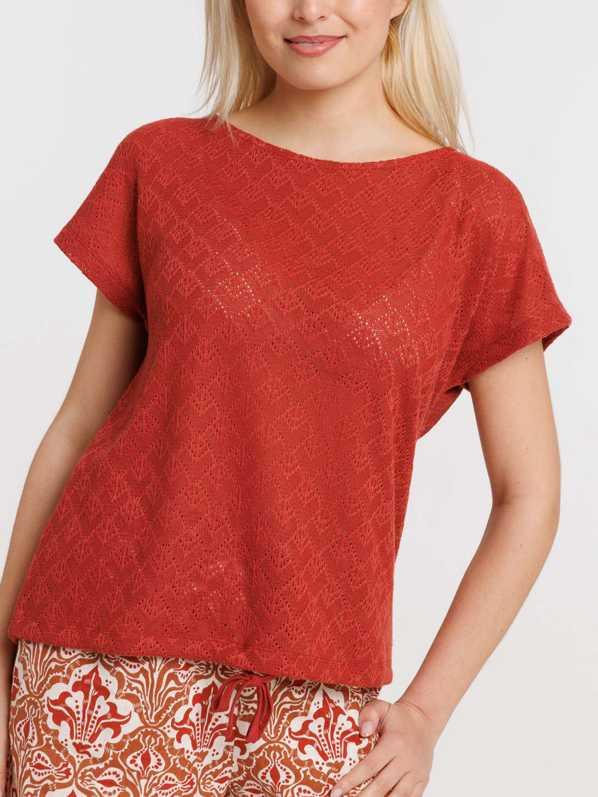 T-shirt col rond lien à nouer femme T-shirt col rond lien à nouer femme