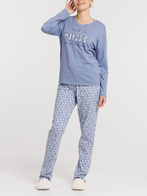 Pyjama fleuri et message femme