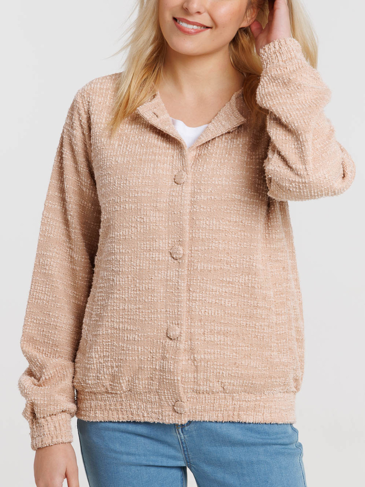 Veste teddy rose fané femme