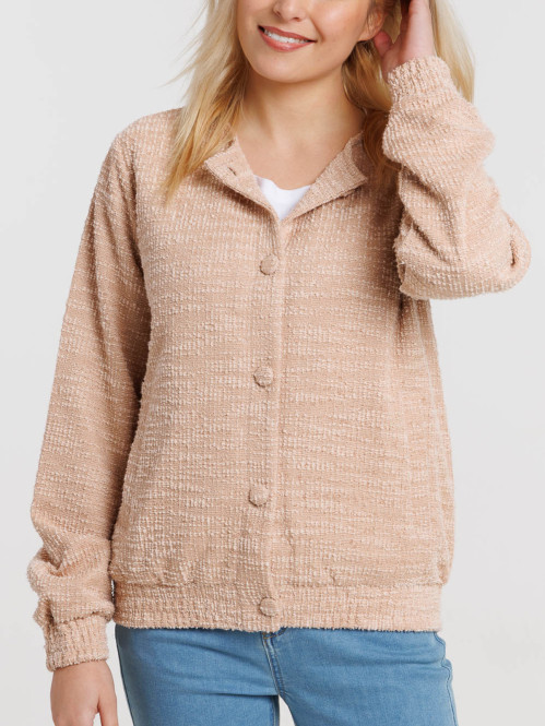 Veste teddy rose fané femme