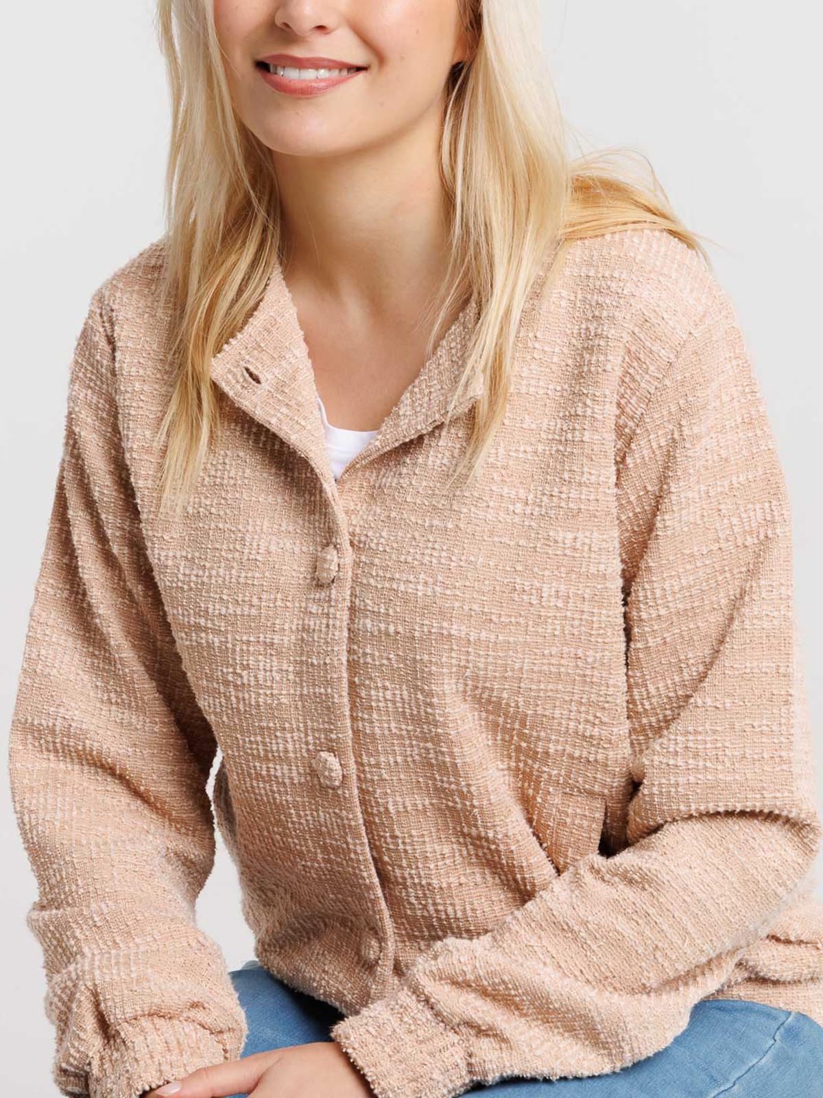 Veste teddy rose fané femme