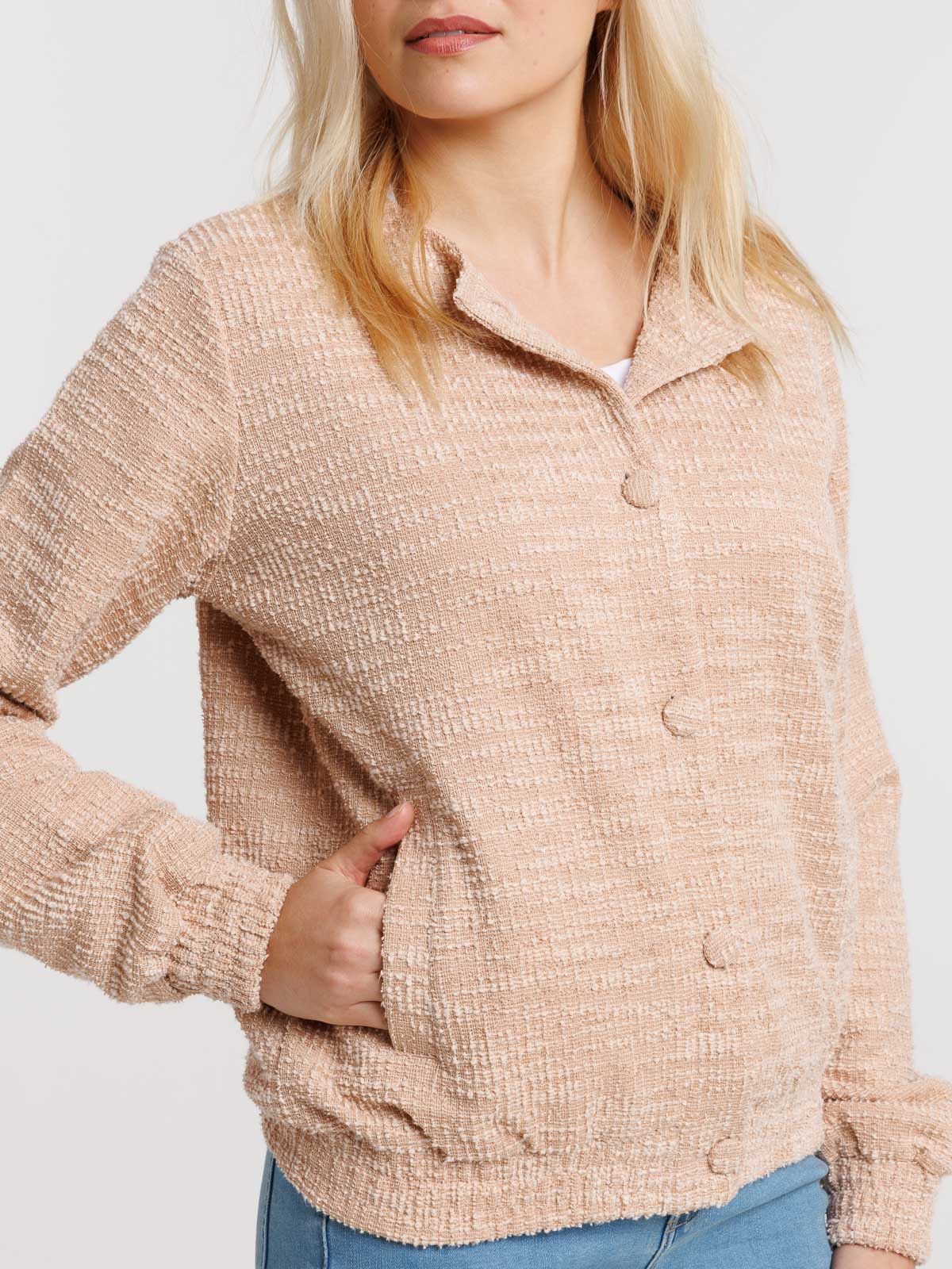 Veste teddy rose fané femme