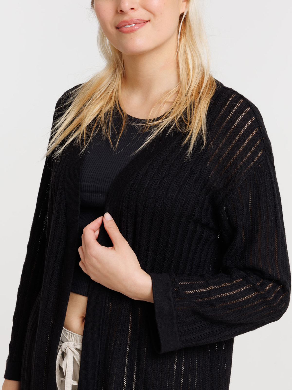 Gilet noir long femme