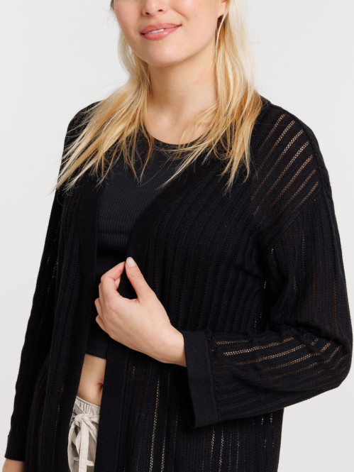 Gilet noir long femme