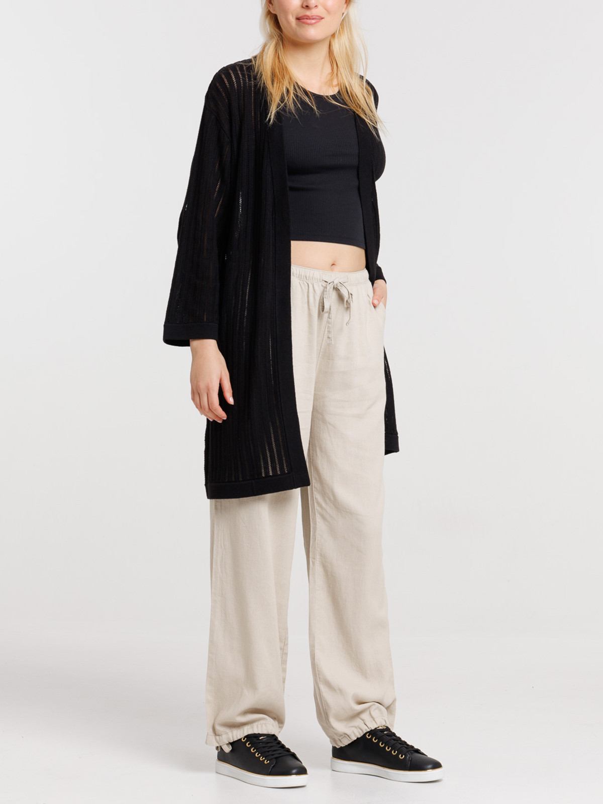 Gilet noir long femme
