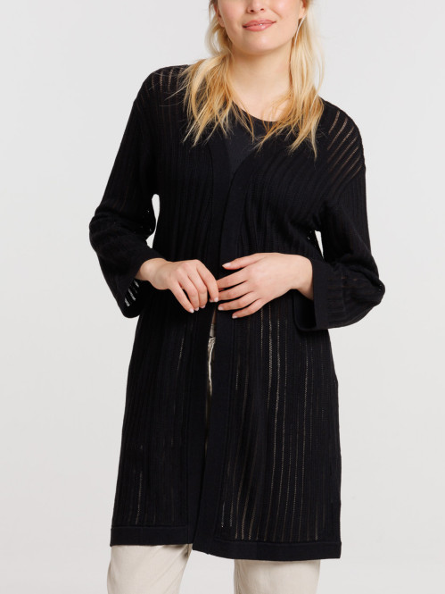 Gilet noir long femme