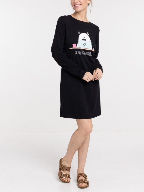 Liquette noire motif ours femme