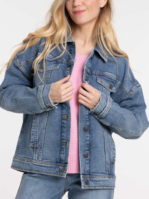 Veste denim stone oversize femme Veste denim stone oversize femme