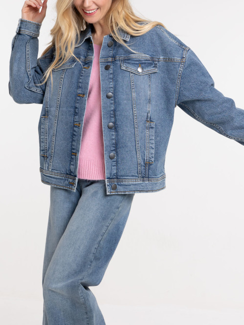 Veste denim stone oversize femme