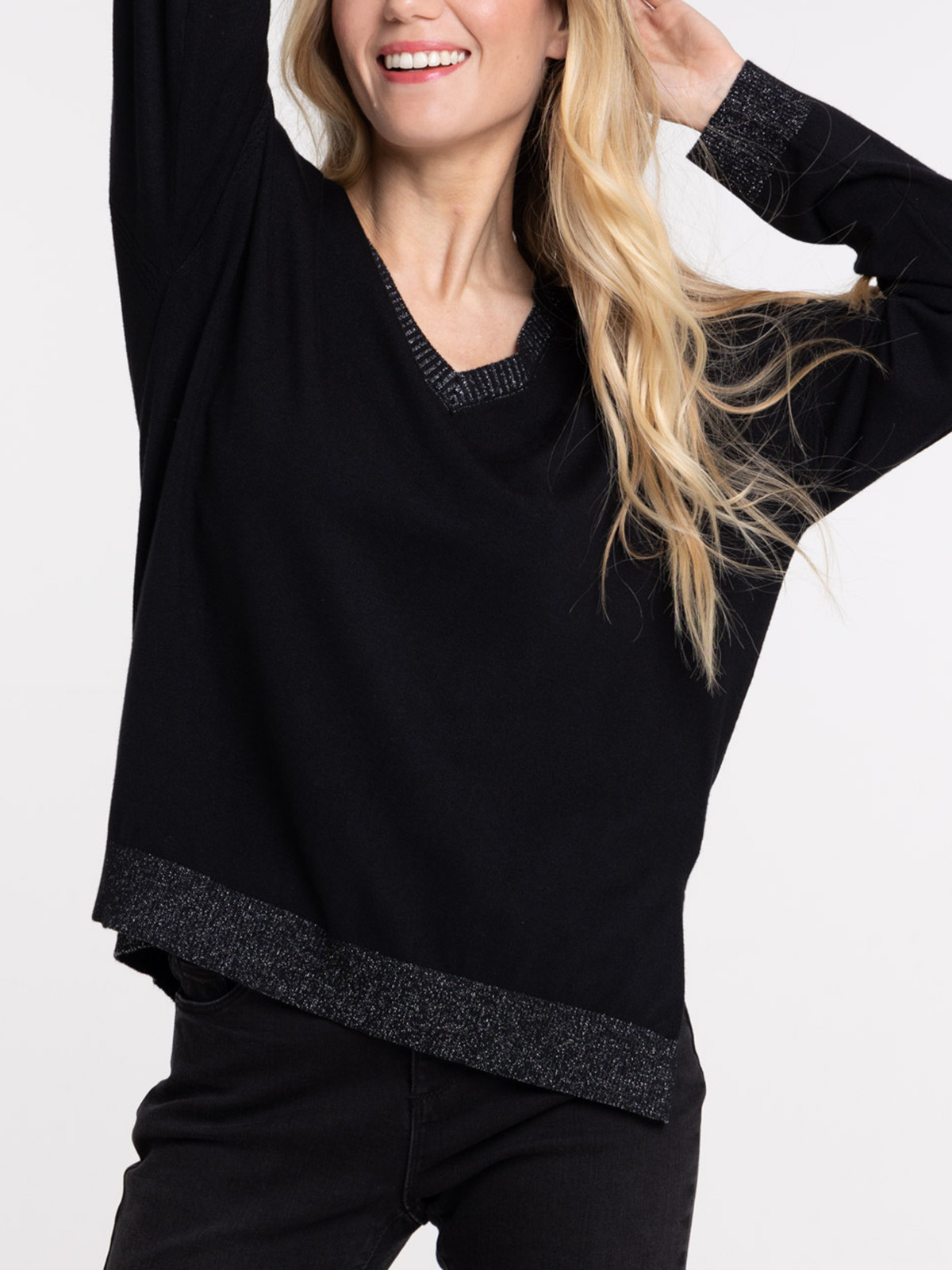 Pull col V noir femme Pull col V noir femme