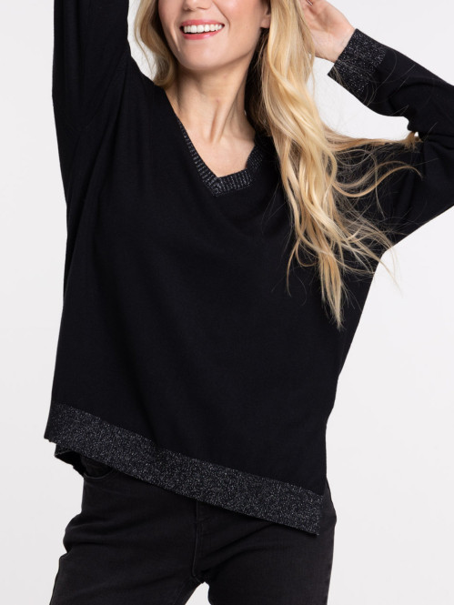 Pull col V noir femme Pull col V noir femme