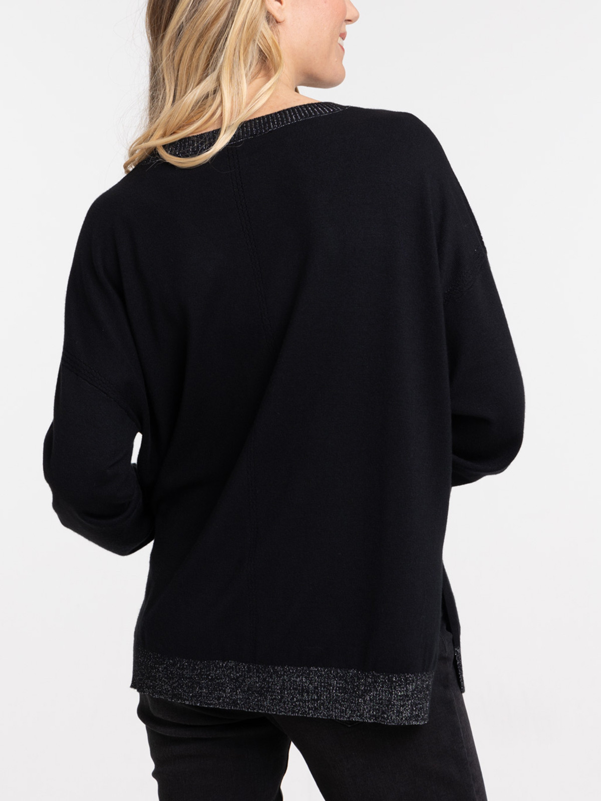 Pull col V noir femme Pull col V noir femme