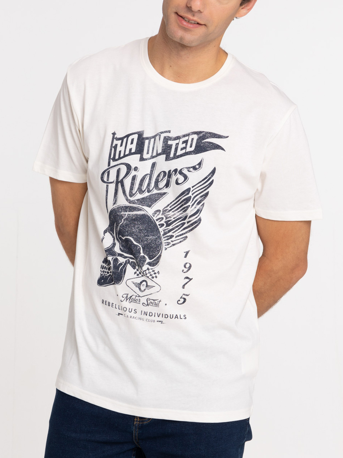 T-shirt écru motif tête de mort homme T-shirt écru motif tête de mort homme