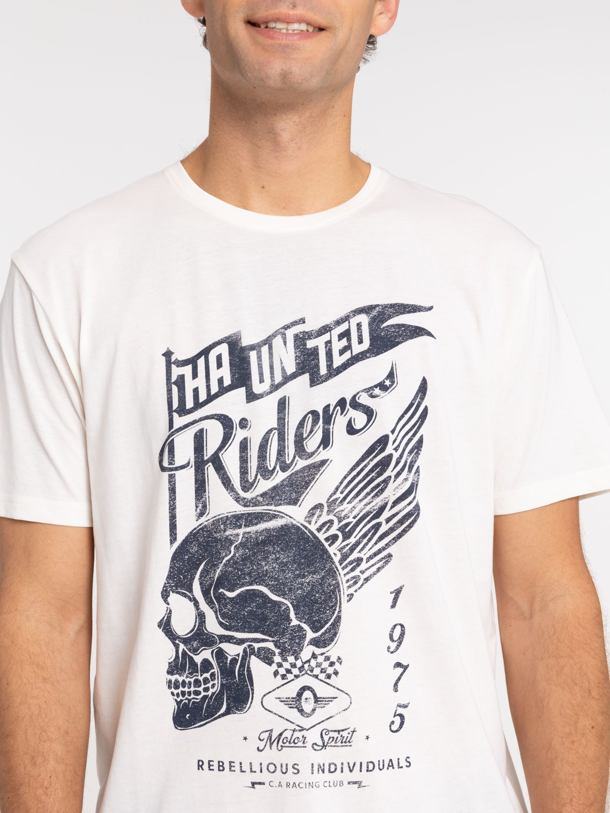 T-shirt écru motif tête de mort homme T-shirt écru motif tête de mort homme