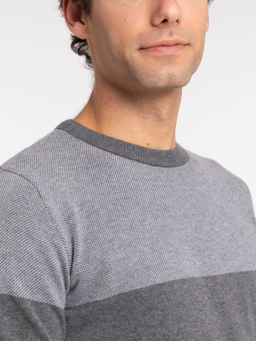 Pull bicolore gris homme Pull bicolore gris homme