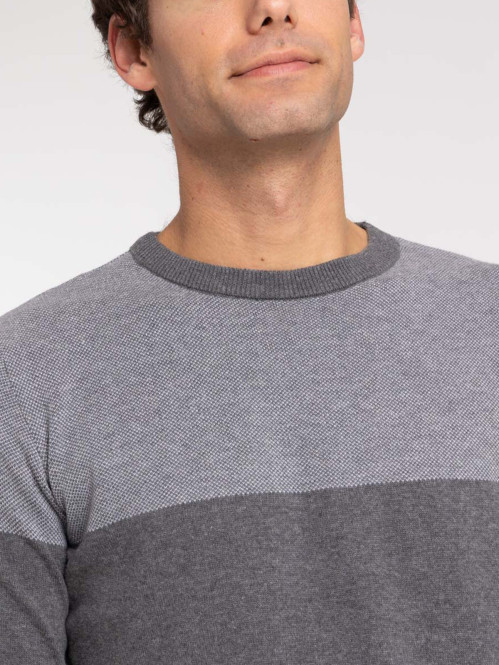Pull bicolore gris homme Pull bicolore gris homme