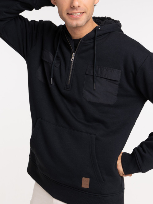 Sweat zippé capuche noir homme