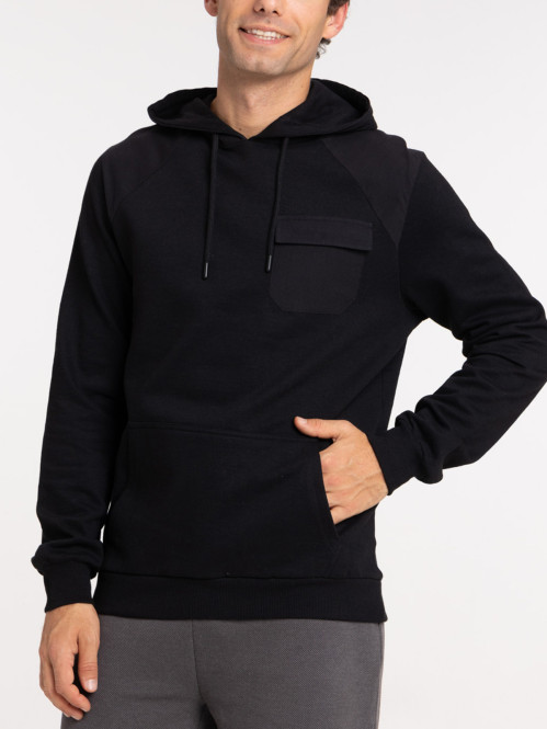 Sweat à capuche poche noir homme