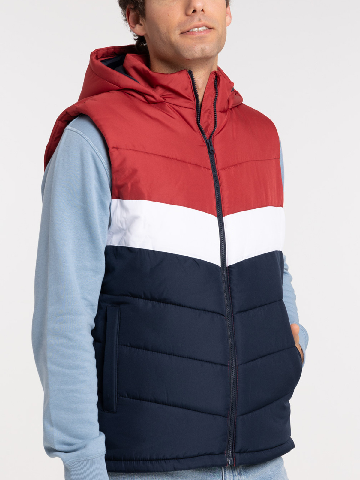 Veste tricolore sans manches homme