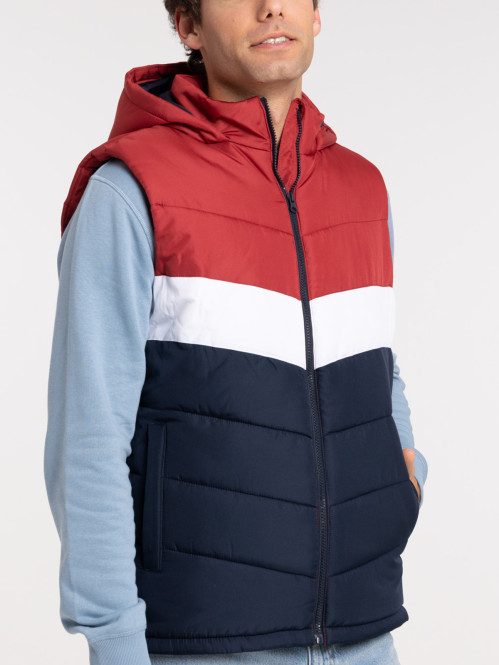 Veste tricolore sans manches homme