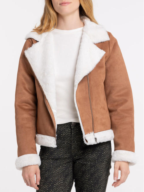 Veste bombardier camel femme