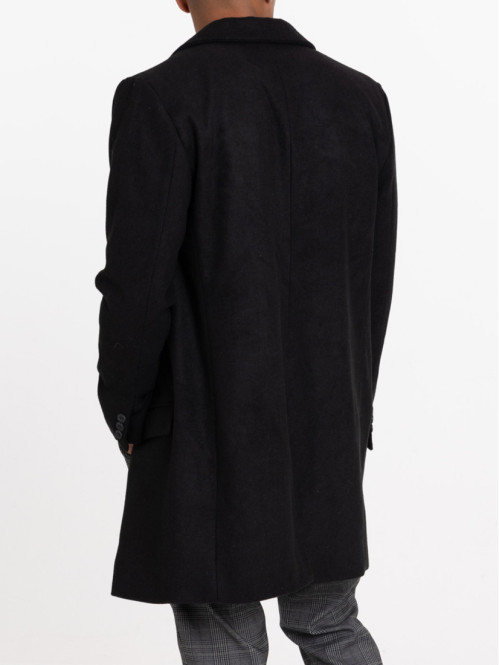 Manteau col tailleur noir homme