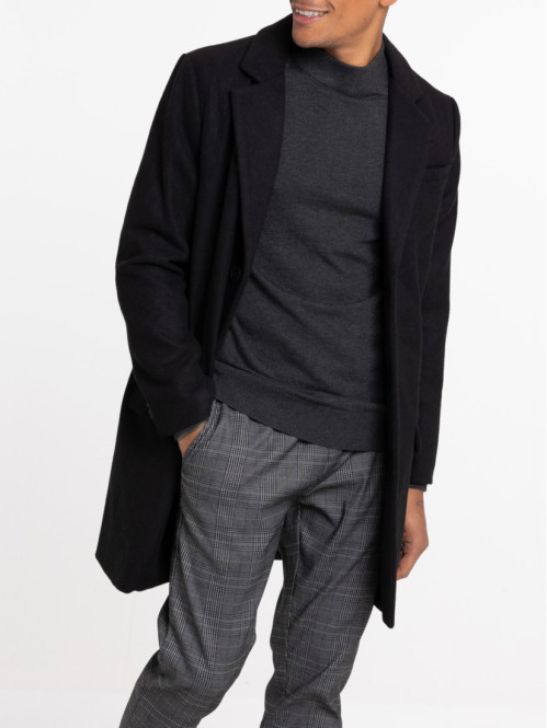 Manteau col tailleur noir homme