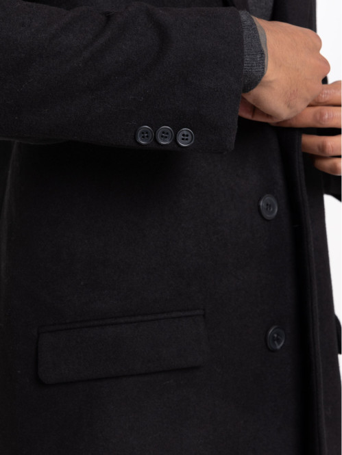 Manteau col tailleur noir homme