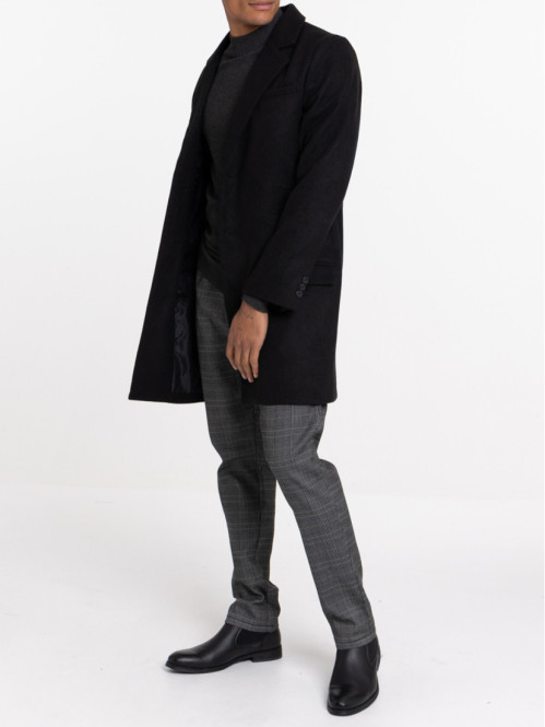 Manteau col tailleur noir homme