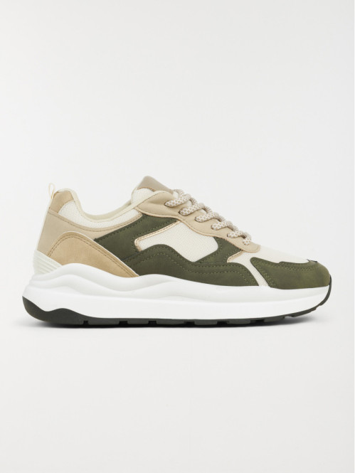 Basket kaki et beige femme...
