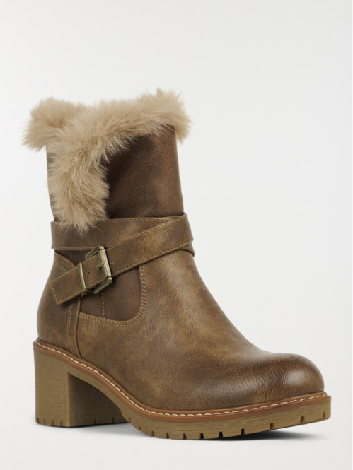 Bottines à talon taupe...