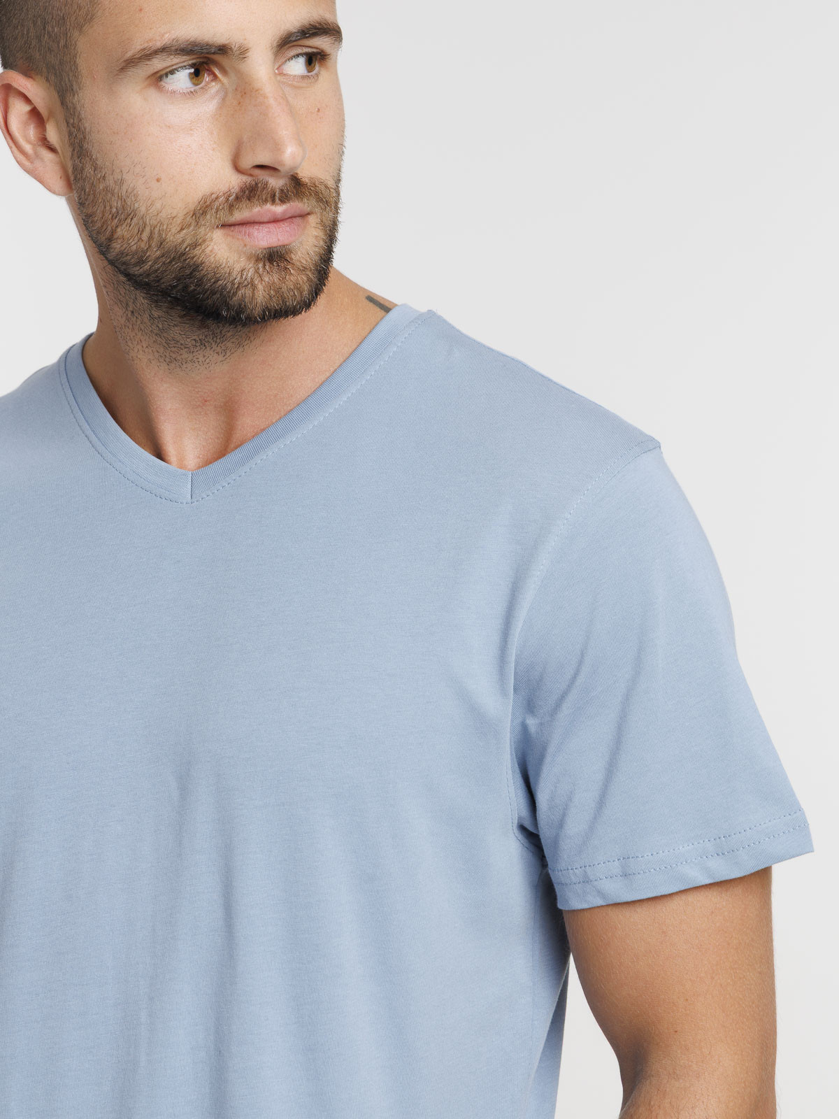 T-shirt col V denim stone homme