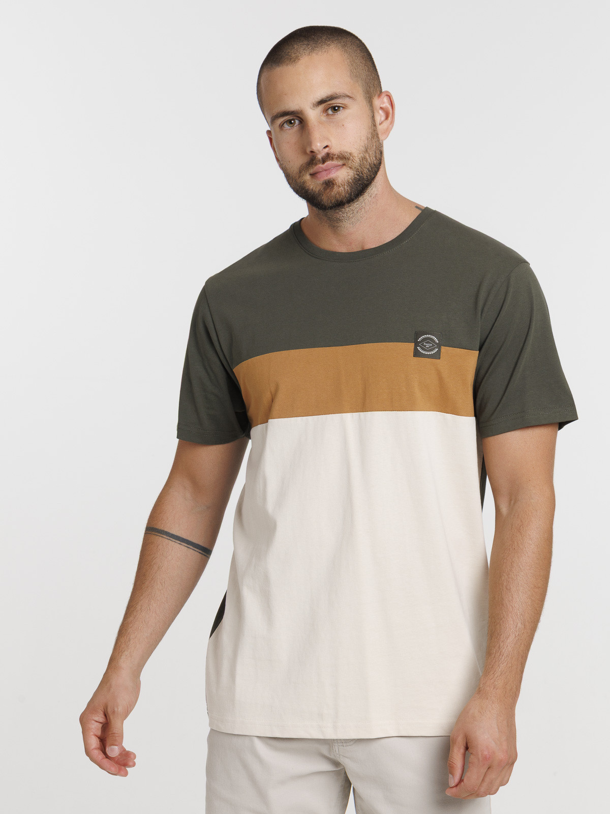 T-shirt tricolore col rond homme