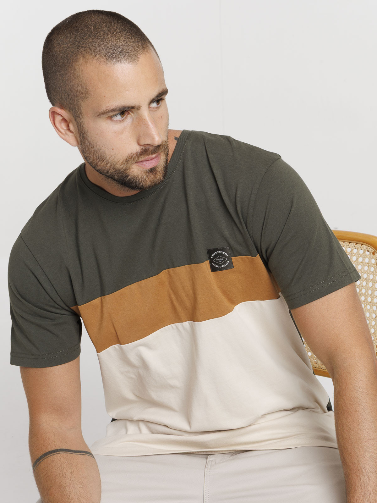 T-shirt tricolore col rond homme