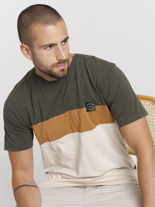 T-shirt tricolore col rond homme