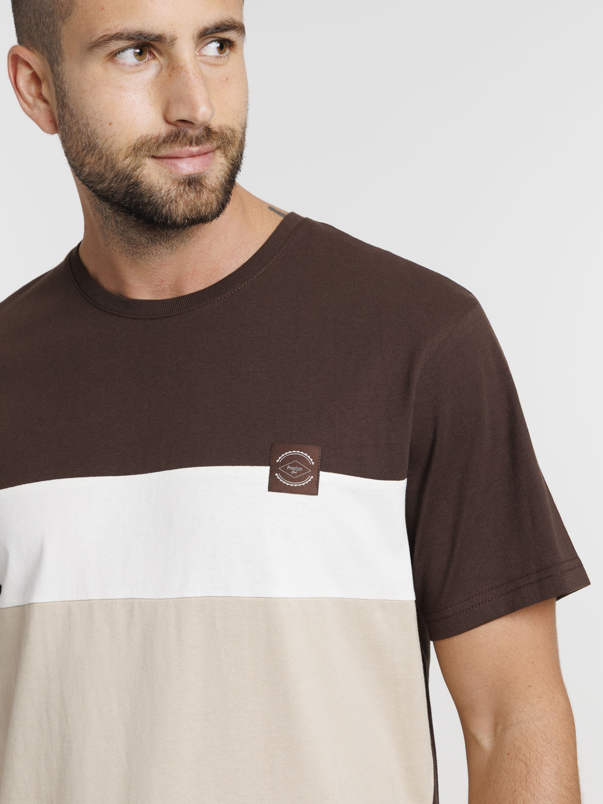 T-shirt col rond tricolore homme