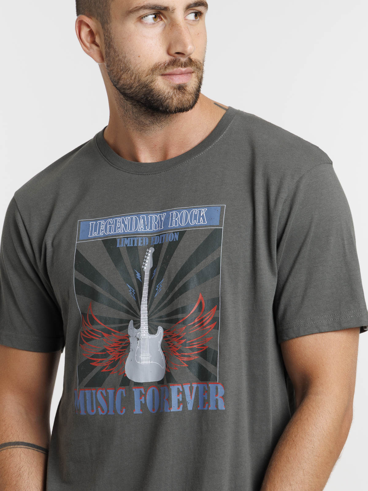 T-shirt imprimé homme gris ardoise