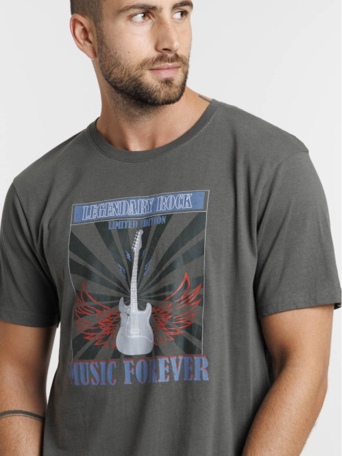 T-shirt imprimé homme gris...