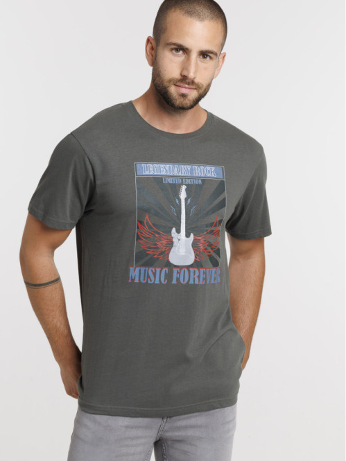 T-shirt imprimé homme gris...