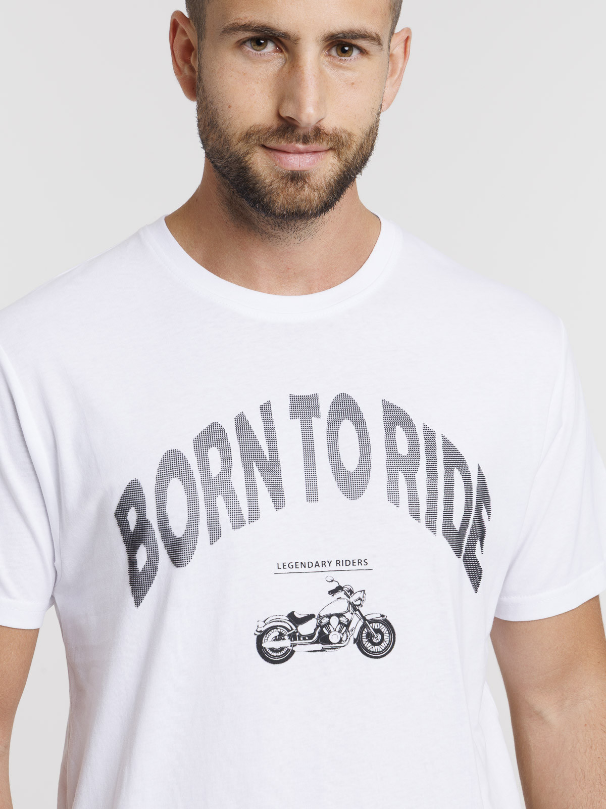 Tee-shirt imprimé moto blanc homme Tee-shirt imprimé moto blanc homme