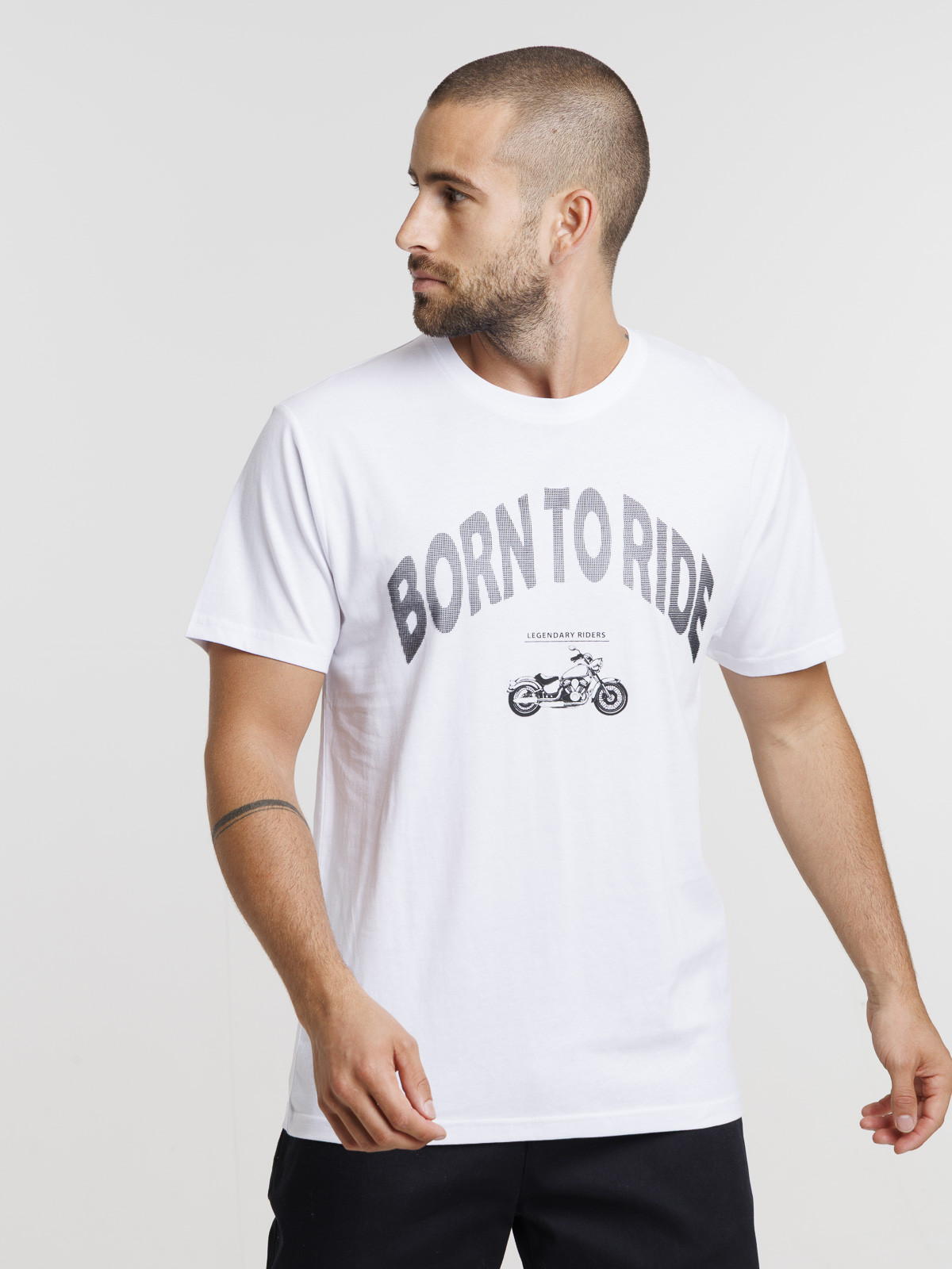 Tee-shirt imprimé moto blanc homme Tee-shirt imprimé moto blanc homme